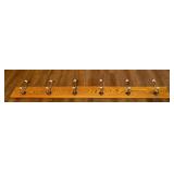 Oak Wall Mounted Coat Rack with Six Hooks - 75-Inch Length