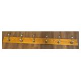 Oak Wall Mounted Coat Rack with Six Hooks - 75-Inch Length