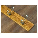 Oak Wall Mounted Coat Rack with Six Hooks - 75-Inch Length