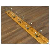 Oak Wall Mounted Coat Rack with Six Hooks - 75-Inch Length