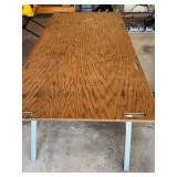 G - Two Metal Sawhorses with Wooden Top - 81 in x 38 in x 29 in Garage Work Table