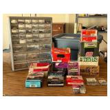 G - Assorted Screws, Nails & Fasteners and Plastic Organizer Box