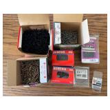 G - Assorted Screws, Nails & Fasteners and Plastic Organizer Box