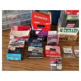 G - Assorted Screws, Nails & Fasteners and Plastic Organizer Box