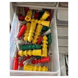 G - Assorted Screws, Nails & Fasteners and Plastic Organizer Box