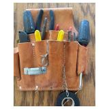 G - Leather Tool Belt with Tape Holder and Assorted Hand Tools - Pre-Owned
