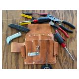 G - Leather Tool Belt with Tape Holder and Assorted Hand Tools - Pre-Owned
