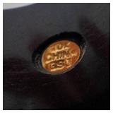 GSU 10K Yellow Gold Ring with Coral Cabochon - Onyx? Cocktail Ring
