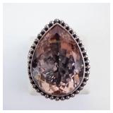 Samuel B. 18K & Sterling Pink Topaz Ring, Pear-Cut - Size 8