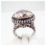 Samuel B. 18K & Sterling Pink Topaz Ring, Pear-Cut - Size 8