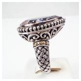 Samuel B. 18K & Sterling Pink Topaz Ring, Pear-Cut - Size 8