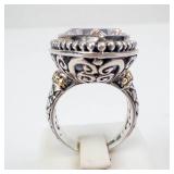 Samuel B. 18K & Sterling Pink Topaz Ring, Pear-Cut - Size 8