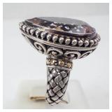 Samuel B. 18K & Sterling Pink Topaz Ring, Pear-Cut - Size 8