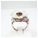 Lee Sands Sapphire & Mother of Pearl Sterling Silver Ring - Size 6.75