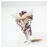 Lee Sands Sapphire & Mother of Pearl Sterling Silver Ring - Size 6.75