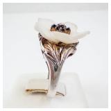 Lee Sands Sapphire & Mother of Pearl Sterling Silver Ring - Size 6.75