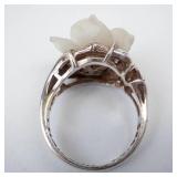 Lee Sands Sapphire & Mother of Pearl Sterling Silver Ring - Size 6.75