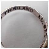 Lee Sands Sapphire & Mother of Pearl Sterling Silver Ring - Size 6.75