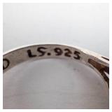 Lee Sands Sapphire & Mother of Pearl Sterling Silver Ring - Size 6.75