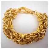 Byzantine Bracelet - Gold-Plated, Heavy Link Chain, 8-Inch Length