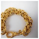 Byzantine Bracelet - Gold-Plated, Heavy Link Chain, 8-Inch Length