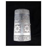 Handicraft Made in India Engraved Slilver Tone Metal Jewelry Box with Velvet Interior. 8"x6"