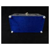 Handicraft Made in India Engraved Slilver Tone Metal Jewelry Box with Velvet Interior. 8"x6"