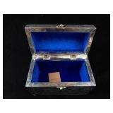 Handicraft Made in India Engraved Slilver Tone Metal Jewelry Box with Velvet Interior. 8"x6"