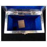 Handicraft Made in India Engraved Slilver Tone Metal Jewelry Box with Velvet Interior. 8"x6"