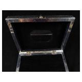 Ornate Metal Jewelry Box with Tree Motif and Mirror- Embossed Borders & Velvet Interior 9"