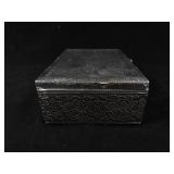Silver-Tone Trinket Box - Crane in Reeds Engraved Pattern with Blue Velvet Interior
