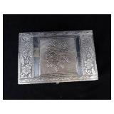 Handicraft Made in India Embossed Rose Motif Trinket Box with Floral Border