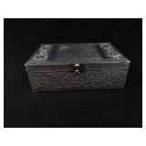 Handicraft Made in India Embossed Rose Motif Trinket Box with Floral Border