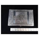 Handicraft Made in India Embossed Rose Motif Trinket Box with Floral Border