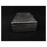 Ornate Embossed Metal Jewelry Box with Clasp - Circular Medallion Design