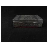 Ornate Embossed Metal Jewelry Box with Clasp - Circular Medallion Design