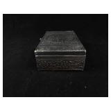 Ornate Embossed Metal Jewelry Box with Clasp - Circular Medallion Design