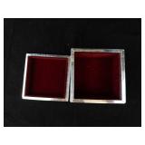 Elephant Motif Silver-Tone Trinket Box - Embossed Lid, Red Velvet Interior, 3.5 Inch Square