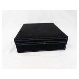 Velvet Jewelry Box - Ring Roll Tray, Lid Pocket & Front Clasp