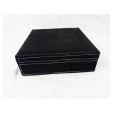 Velvet Jewelry Box - Ring Roll Tray, Lid Pocket & Front Clasp