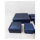 Assorted Velvet-Lined Jewelry Boxes Set - Navy Blue Display Boxes, Varied Sizes. Used -Like New Condition