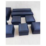 Assorted Velvet-Lined Jewelry Boxes Set - Navy Blue Display Boxes, Varied Sizes. Used -Like New Condition