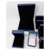 Assorted Velvet-Lined Jewelry Boxes Set - Navy Blue Display Boxes, Varied Sizes. Used -Like New Condition