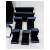 Assorted Velvet-Lined Jewelry Boxes Set - Navy Blue Display Boxes, Varied Sizes. Used -Like New Condition