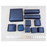 Assorted Velvet-Lined Jewelry Boxes Set - Navy Blue Display Boxes, Varied Sizes. Used -Like New Condition