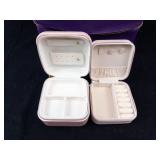 Travel Jewelry Case with Mirror - 2 Small Jewelry Travel Boxes (Lot of 3)