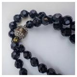 Heidi Daus Smoky-Color Glass Bead Necklace with Pave Rhinestone Ball Clasp - 40-Inch (COMES WITH HEIDI DAUS BOX & TAG NOT SHOWN)