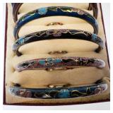 Genuine Cloisonne Bracelet & Ring Set (14-Piece) Box Included