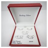 Sterling Silver Lab Created White Sapphire Stud Earrings Set - Assorted Carat Weights