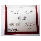 Sterling Silver Lab Created White Sapphire Stud Earrings Set - Assorted Carat Weights